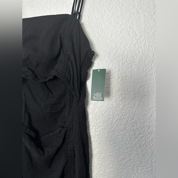 NWT Wild Fable Black Sleeveless Cut Out Ruched Front Bodycon Dress - Picture 3 of 3